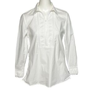 Anne Fontaine Louane White Long Sleeve Blouse 1/2 Zip Womens Top Size 40, US 6-8